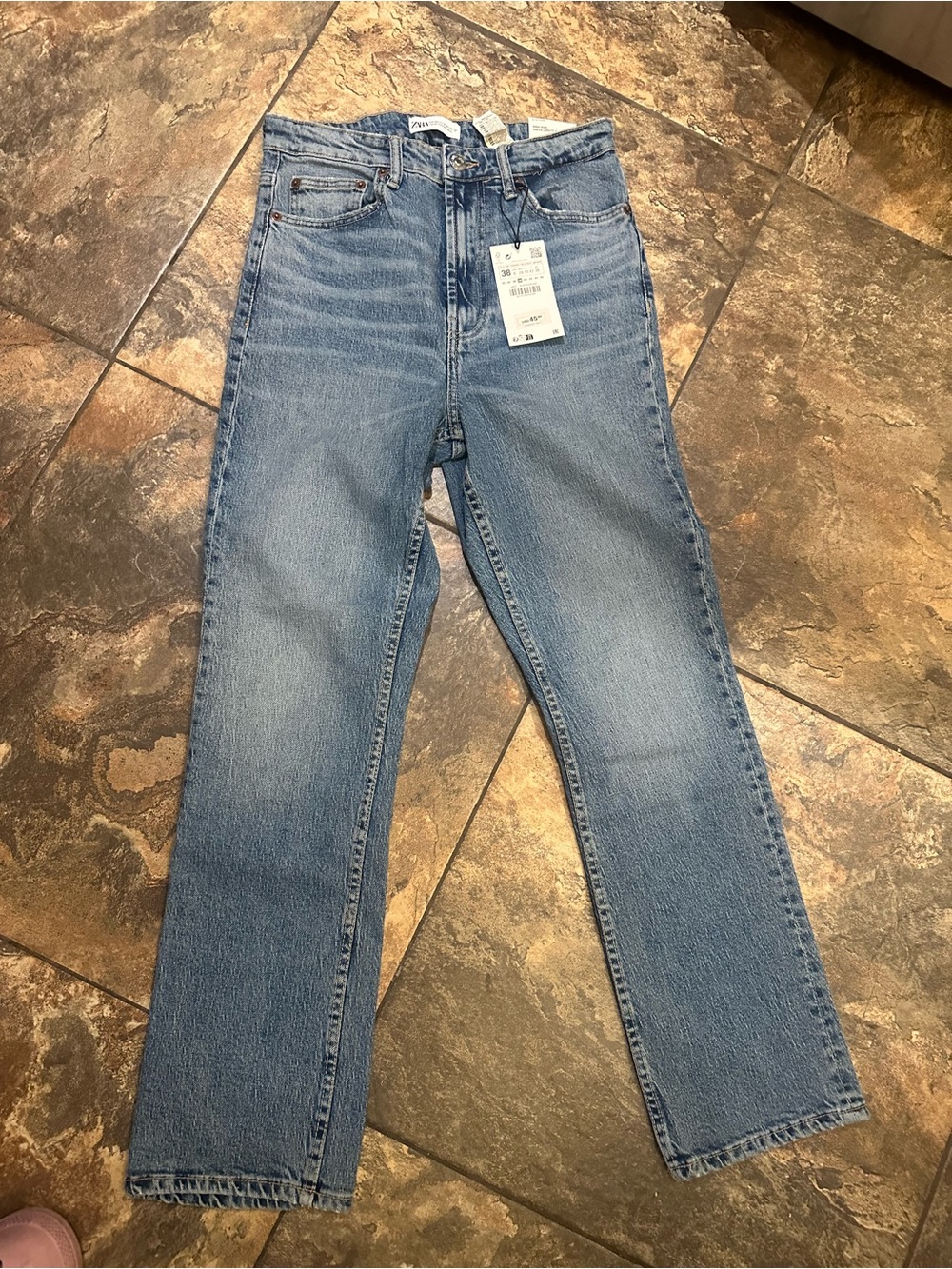 New Zara Stove Pipe Jeans - Light Blue